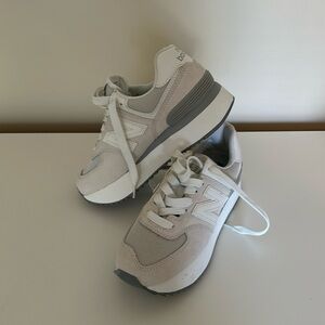 Women’s New Balance 574+ Sneakers, White and Gray
